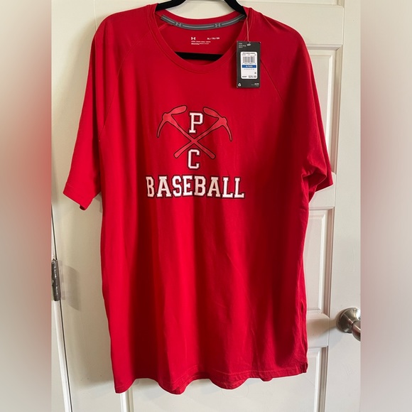 Under Armour Other - NWT Under Armour Loose Red Short Sleeve Shirt Men Baseball P/C Print Size XL